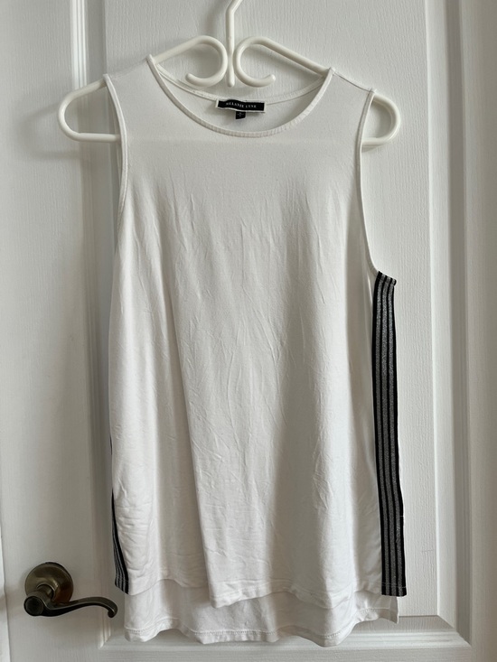 Melanie Lyne Tops - Madewell White Muscle Tank with Black Side Stripes